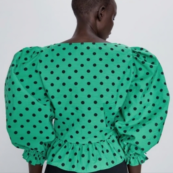 🍁🆕️Zara XS Polkadot Peplum Blouse - Picture 6 of 10